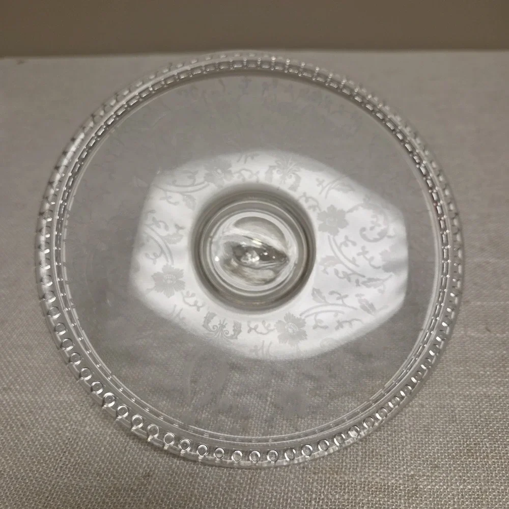VINTAGE‎ GLASS  DIVIDED DISH WITH LID AND FLOWER DESIGNS-7